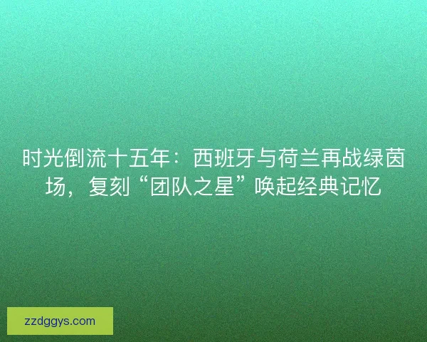 时光倒流十五年：西班牙与荷兰再战绿茵场，复刻 “团队之星” 唤起经典记忆